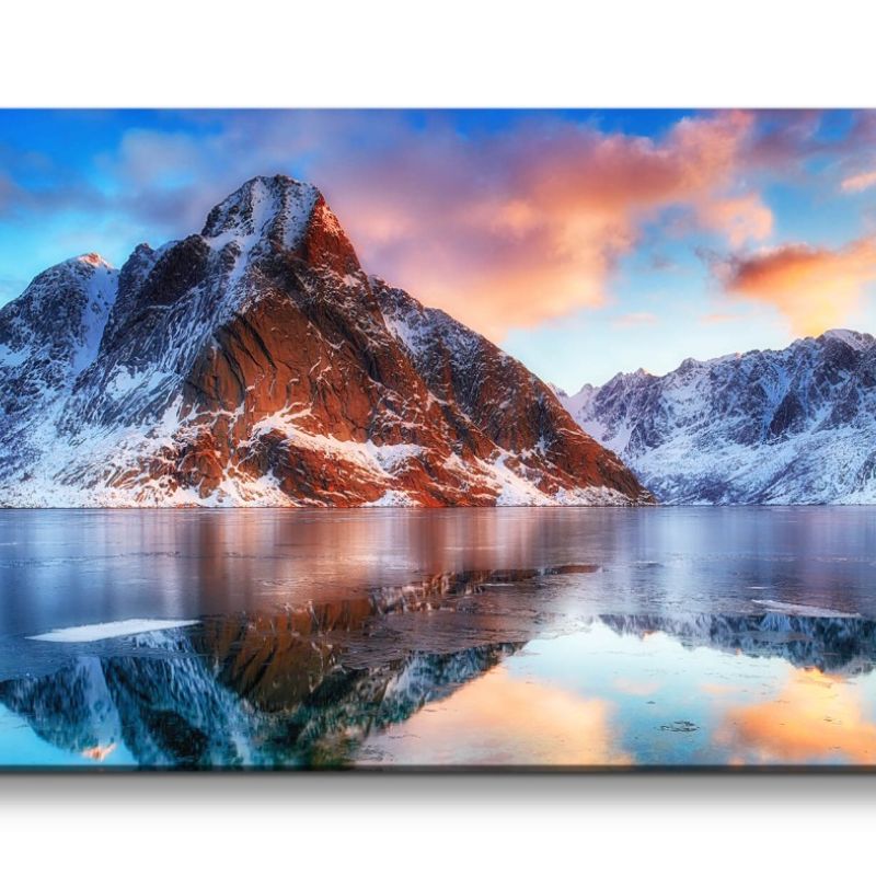 Leinwandbild 120x60cm Meer Berge unberührte Natur Stille Schön Eis