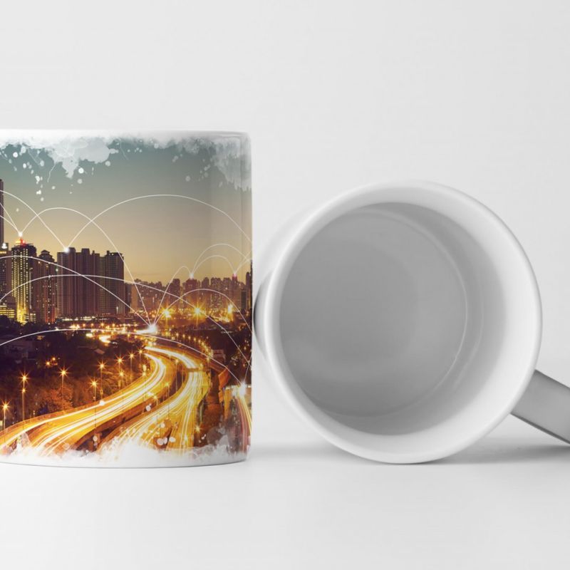 Tasse Geschenk Stadtlandschaft bei Dämmerung