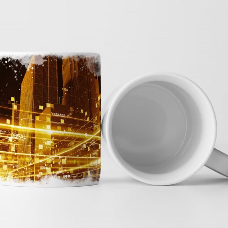 Tasse Geschenk Fotografie – Lichtspuren in der Stadt bei Nacht