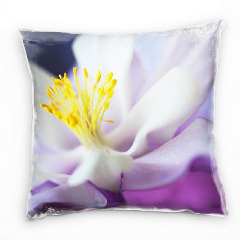 Macro, Blumen, Blüte, lila, weiß, gelb Deko Kissen 40x40cm für Couch Sofa Lounge Zierkissen