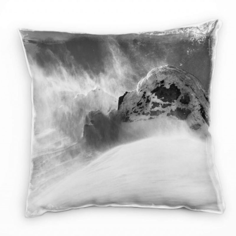 Winter, Berg, Schnee, Wind, Bergsteiger, grau Deko Kissen 40x40cm für Couch Sofa Lounge Zierkissen