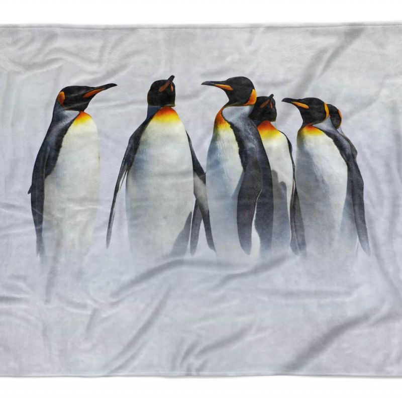 Handtuch Strandhandtuch Saunatuch Kuscheldecke  mit Tiermotiv Pinguine Kaiserpin