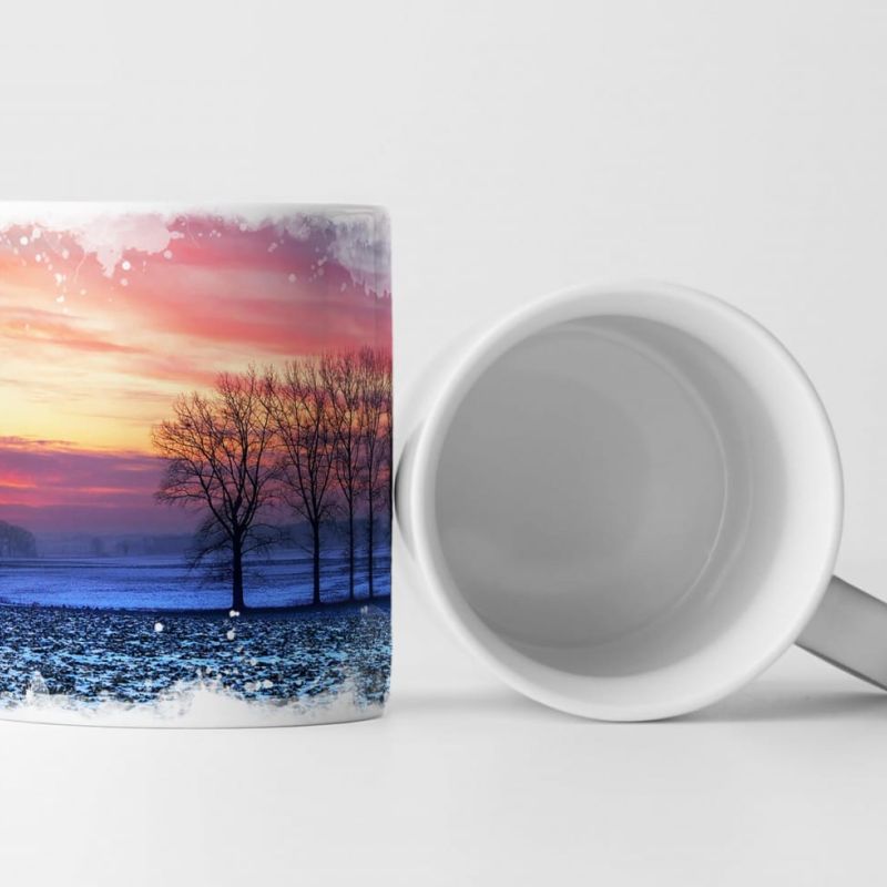 Tasse Geschenk Landschaftsfotografie – Bäume vor buntem Himmel