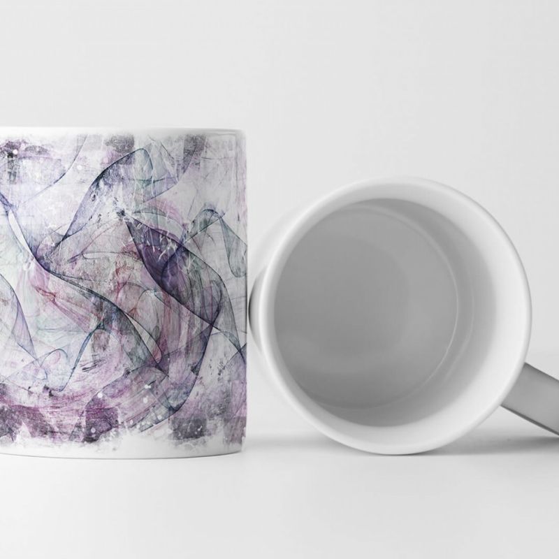 Tasse Geschenk verschiedene Lilatöne, weiße Grundierung, anthrazit