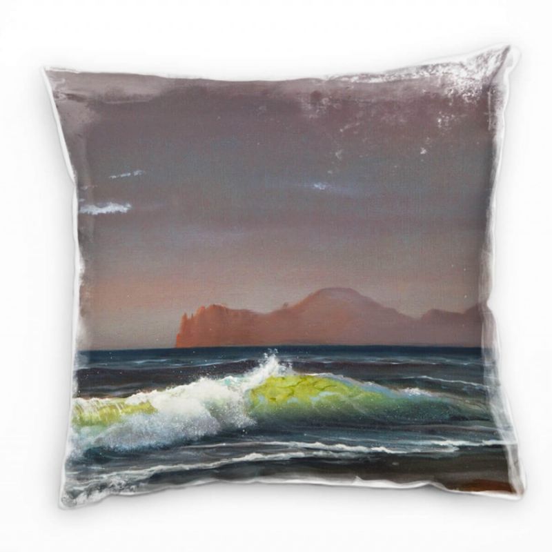 Strand und Meer, Wellen, Felsen, blau, dunkel Deko Kissen 40x40cm für Couch Sofa Lounge Zierkissen