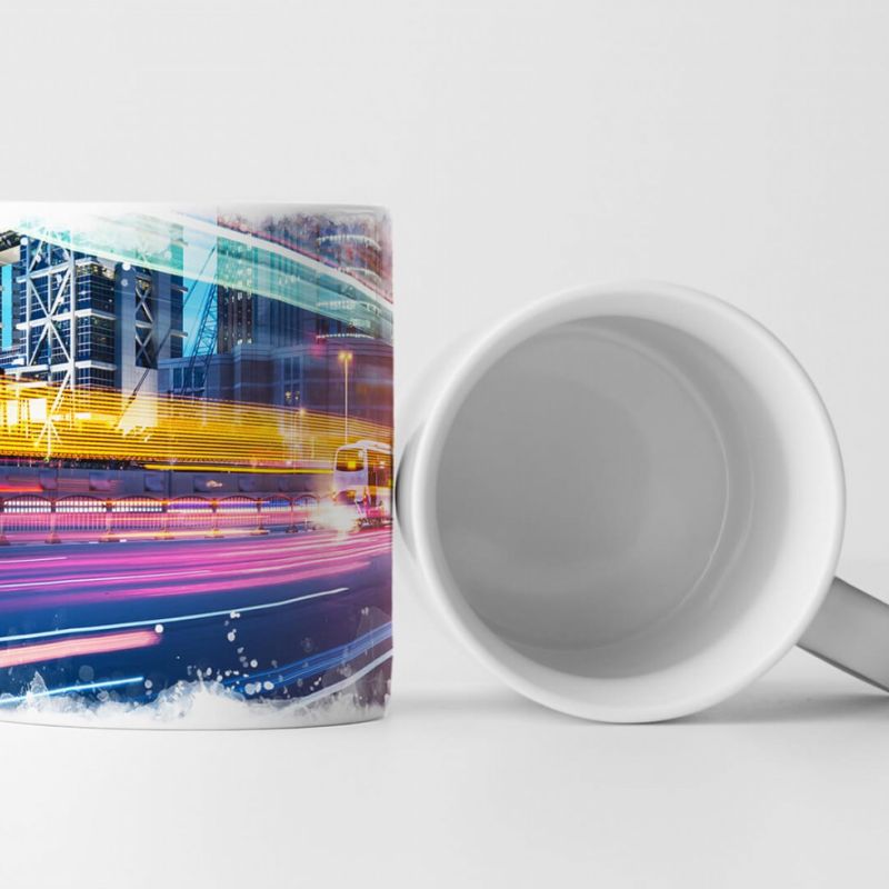 Tasse Geschenk Künstlerische Fotografie – Schnell fahrende Autos in der Stadt