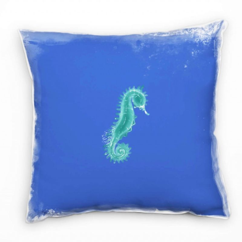 Tiere, Seepferdchen, türkis, blau Deko Kissen 40x40cm für Couch Sofa Lounge Zierkissen