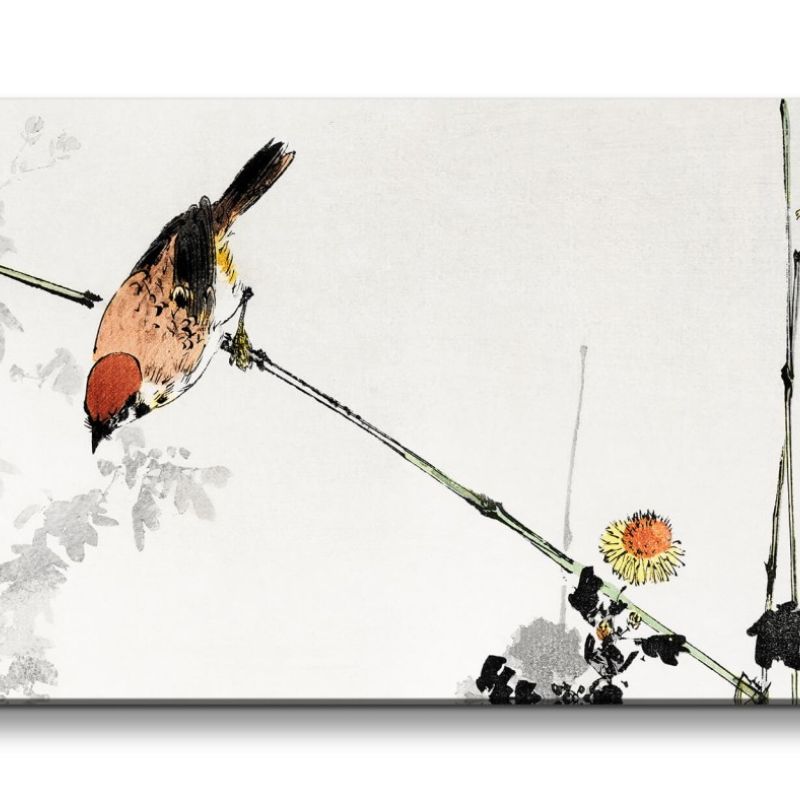 Remaster 120x60cm Traditionelle japanische Kunst Zeitlos Beruhigend Harmonie Baumblüten Vogel