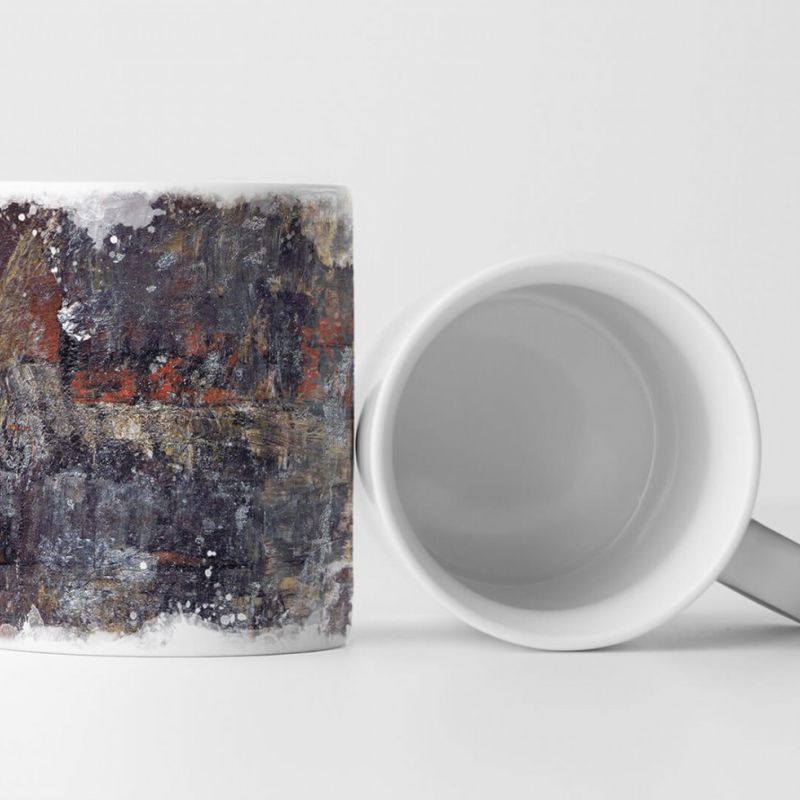 Tasse Geschenk abstrakte Kunst in Dunkelbraun Schwarz