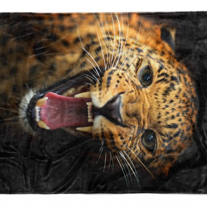 Handtuch Strandhandtuch Saunatuch Kuscheldecke  mit Tiermotiv Jaguar Raubkatze