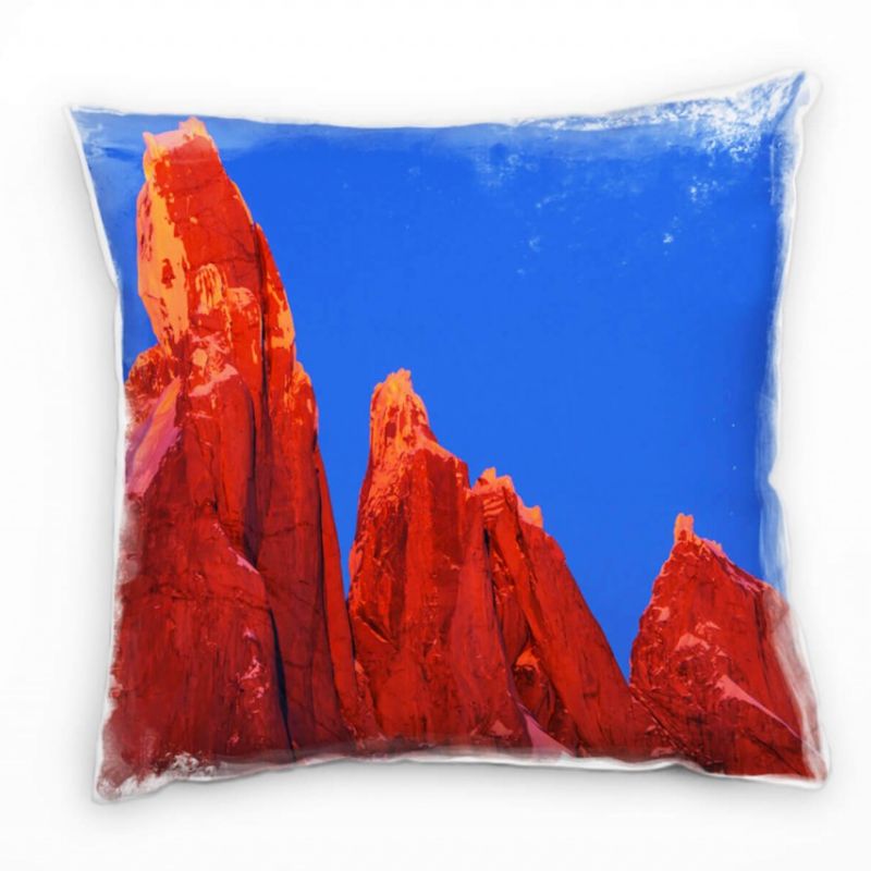 Natur, Felsen, rot, blau Deko Kissen 40x40cm für Couch Sofa Lounge Zierkissen