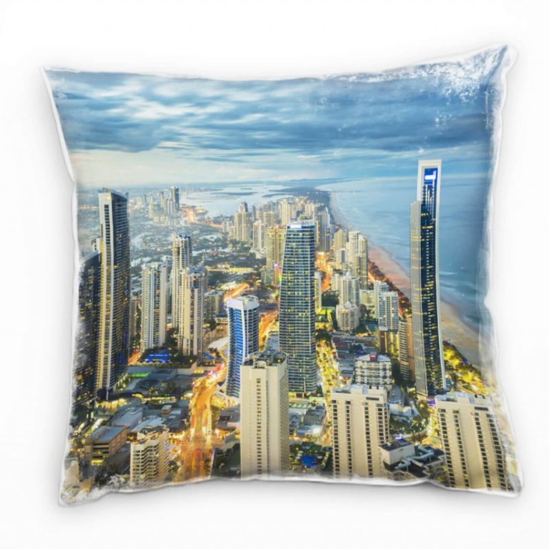 City, Küste Australiens, Hochhäuser, grau, gelb Deko Kissen 40x40cm für Couch Sofa Lounge Zierkissen