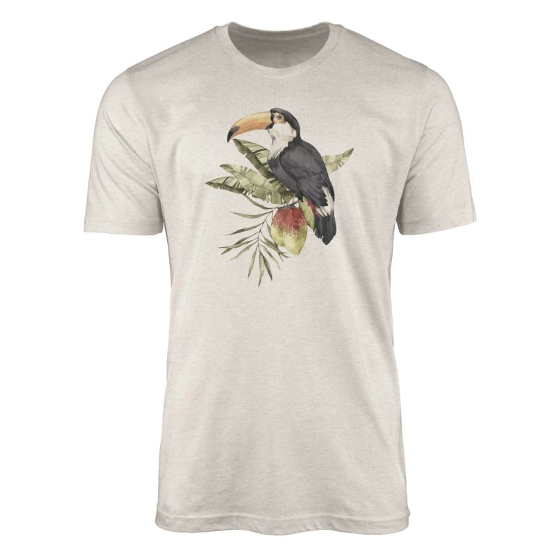 Herren Shirt Organic T-Shirt  Aquarell Motiv Nashornvogel Bio-Baumwolle Ökomode Nachhaltig Farbe