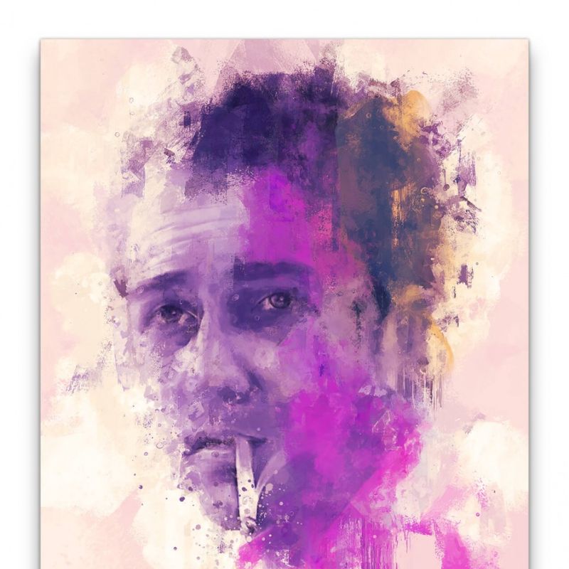 Fight Club Edward Norton Porträt Abstrakt Kunst Kultfilm 60x90cm Leinwandbild