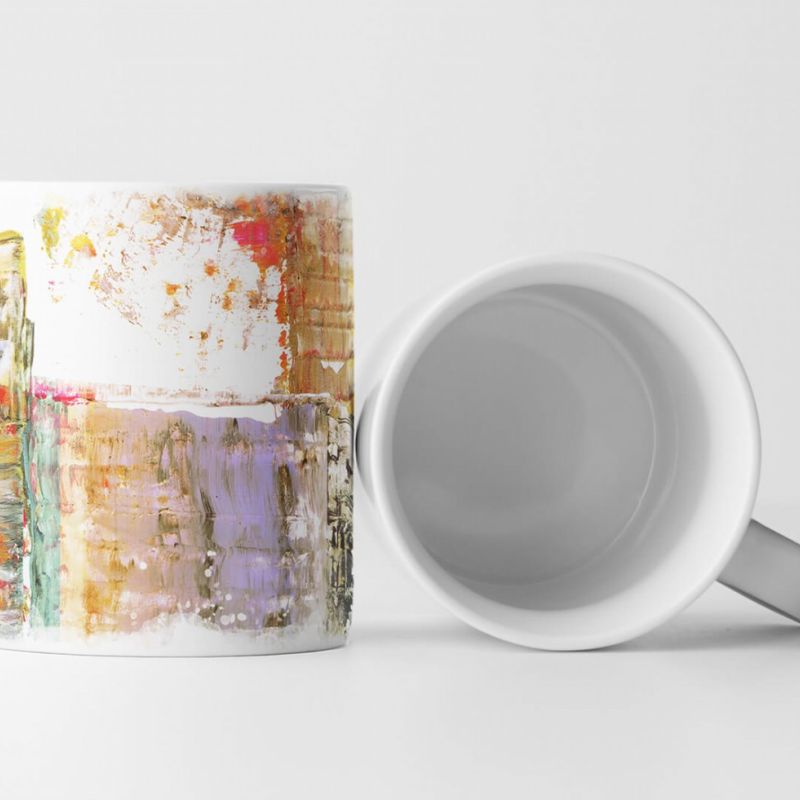 Tasse Geschenk bunte Malerei lila braun