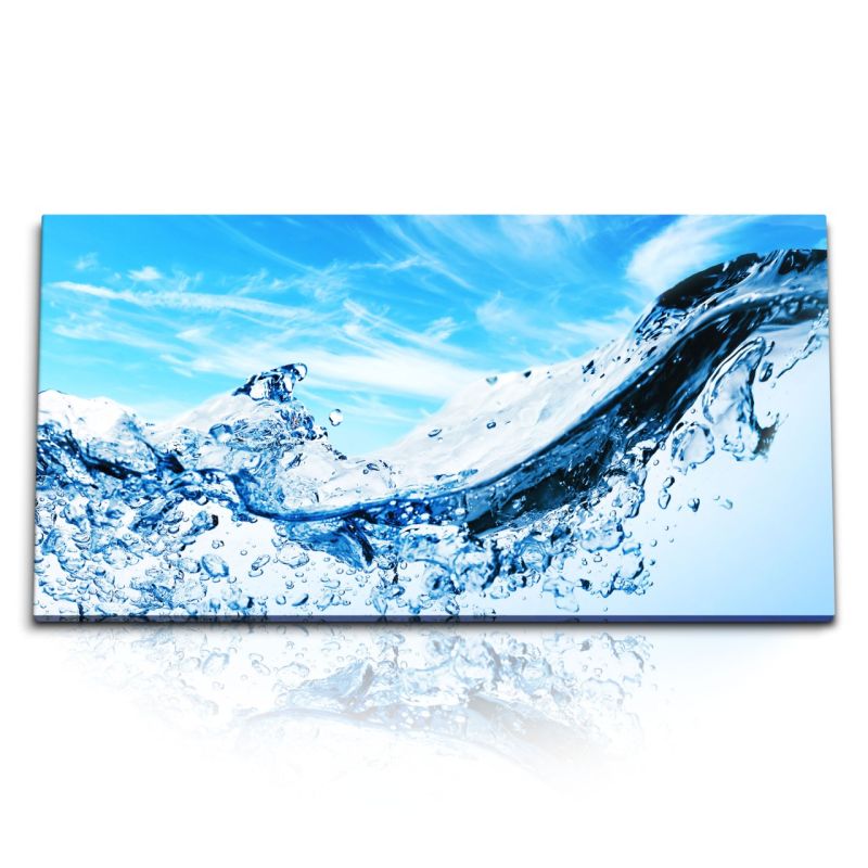 Kunstdruck Bilder 120x60cm Wasser blauer Himmel Hellblau Blau Sonnenschein