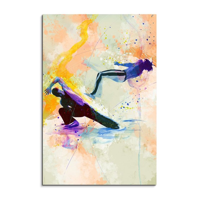 Capoeira I 90x60cm Aquarell Art Leinwandbild