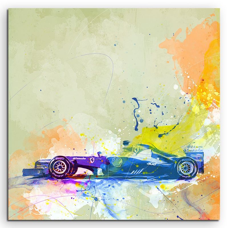 Formel1 60x60cm Aquarell Art Leinwandbild