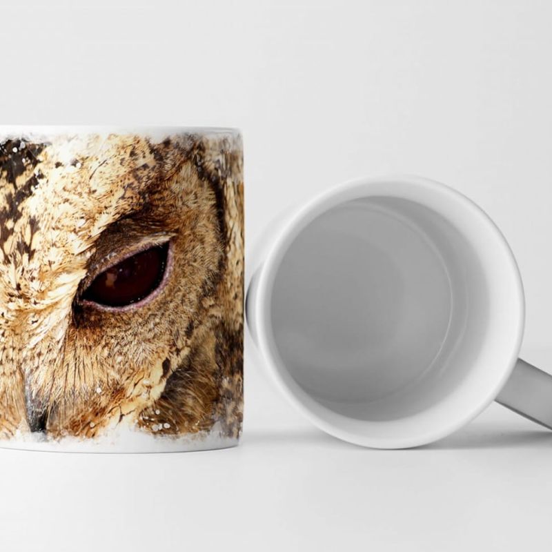 Tasse Geschenk Tierfotografie – Eulengesicht in Nahaufnahme