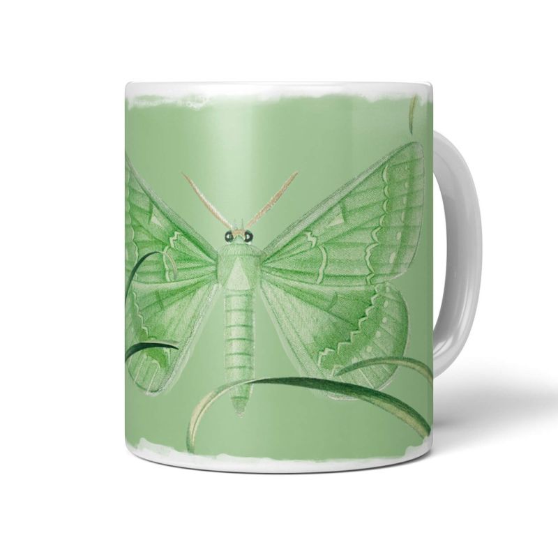 Dekorative Tasse mit schönem Motiv Schmetterling Grün Blume Grashalme schönem Design