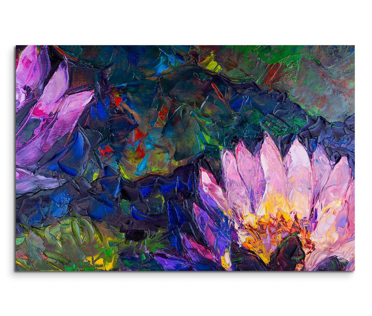 120x80cm Wandbild Ölmalerei Lotusblumen Blüten