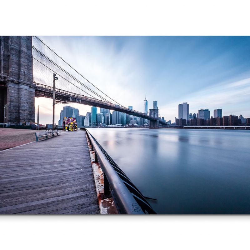 120x80cm Wandbild Manhattan Brooklyn Bridge Hudson River