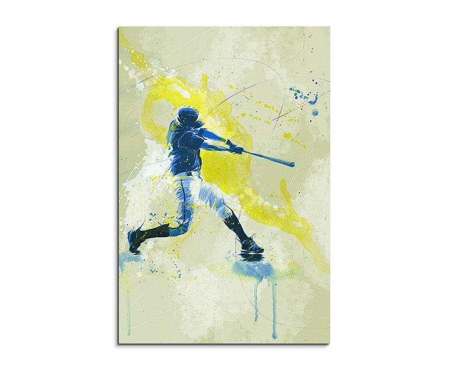 Baseball III 90x60cm SPORTBILDER Paul Sinus Art Splash Art Wandbild Aquarell Art