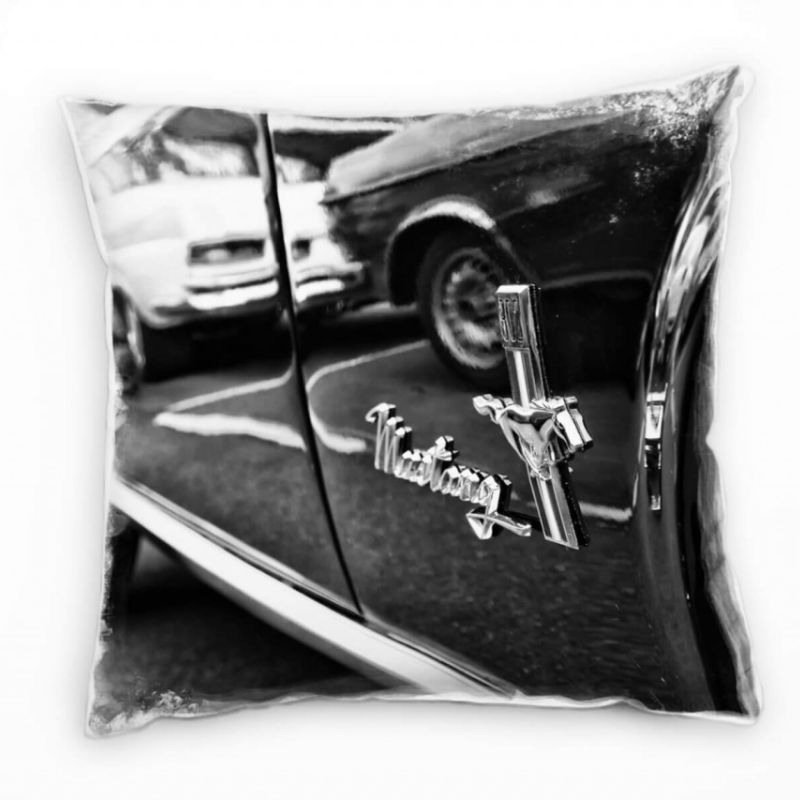 künstlerische Fotografie, Ford Mustang, grau, pkw Deko Kissen 40x40cm für Couch Sofa Lounge Zierkiss