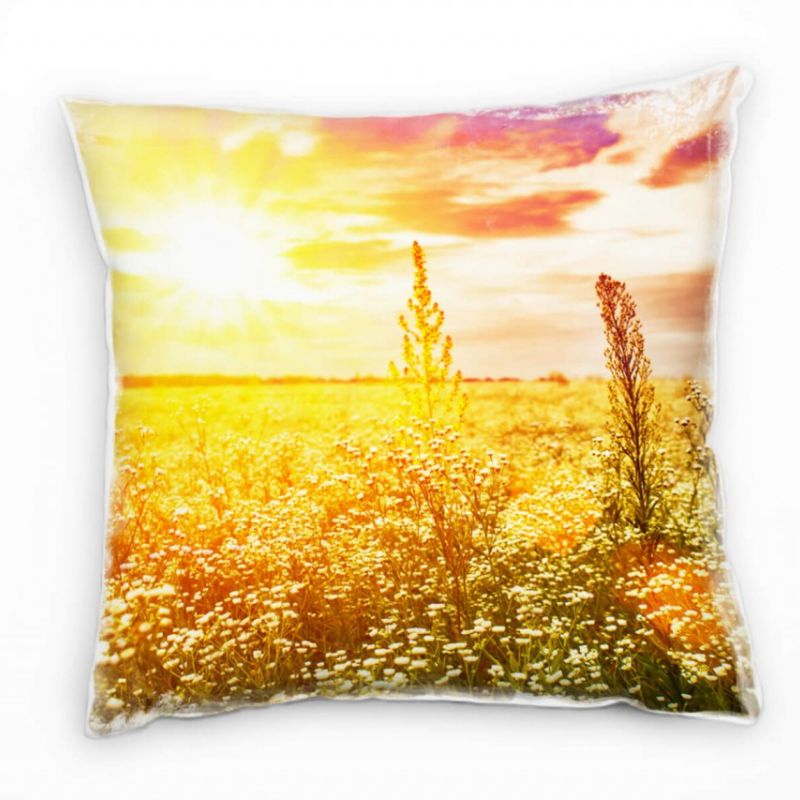 Landschaft, Blumen, Pflanzen, Sonne, gelb Deko Kissen 40x40cm für Couch Sofa Lounge Zierkissen