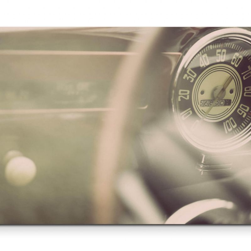 Tachometer eines Vintage Autos – Leinwandbild