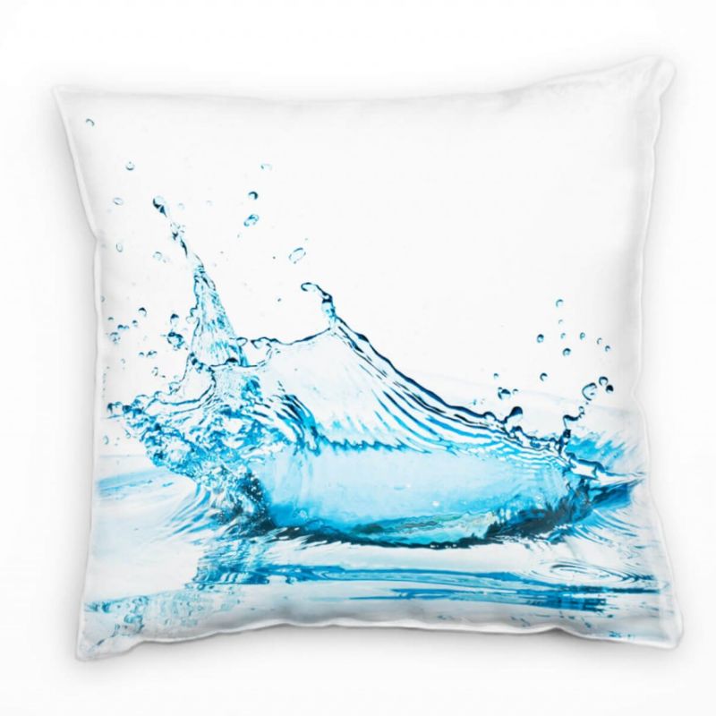 Meer, Wasser, Tropfen, blau, weiß Deko Kissen 40x40cm für Couch Sofa Lounge Zierkissen