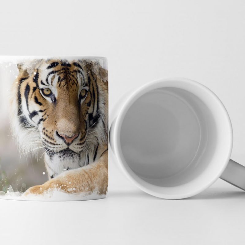 Tasse Geschenk Tierfotografie – Gesicht eines Tigers auf Felsen