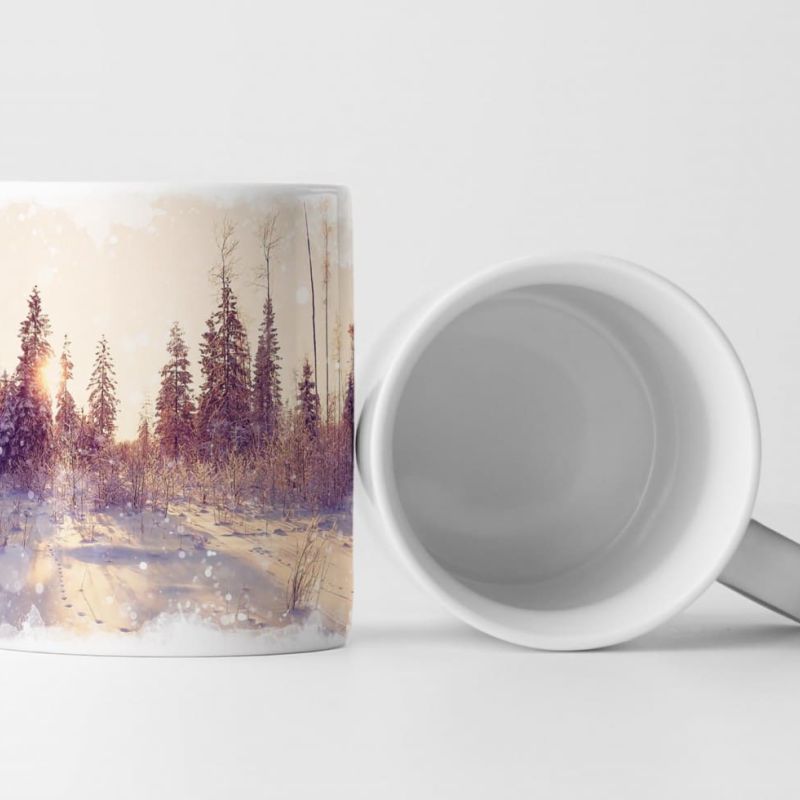 Tasse Geschenk Es schneit – Naturfotografie Winterwald