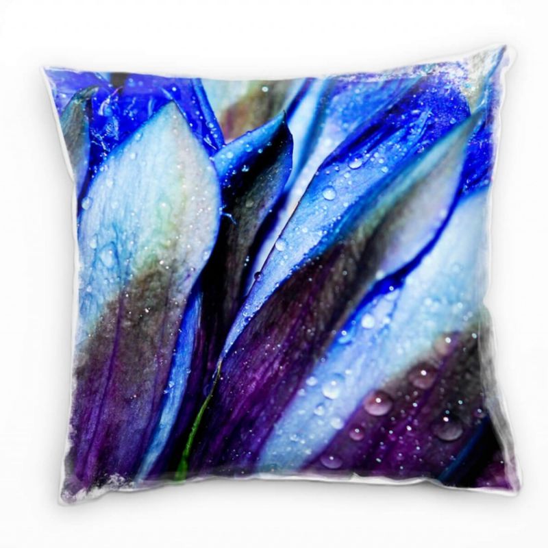 Macro, Blumen, Blütenblätter, blau, lila Deko Kissen 40x40cm für Couch Sofa Lounge Zierkissen