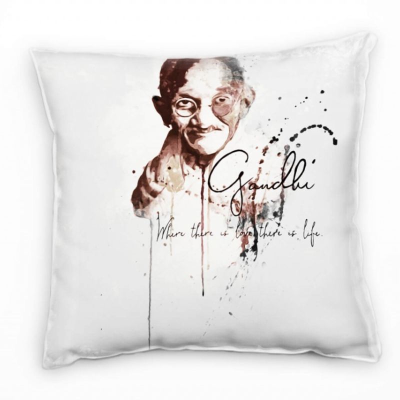 Mohandas Gandhi Deko Kissen Bezug 40x40cm für Couch Sofa Lounge Zierkissen