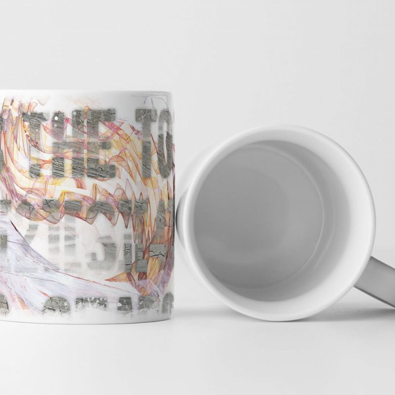 Tasse Geschenk Tasse – Großbuchstaben; Betonoptik, Flammenmuster