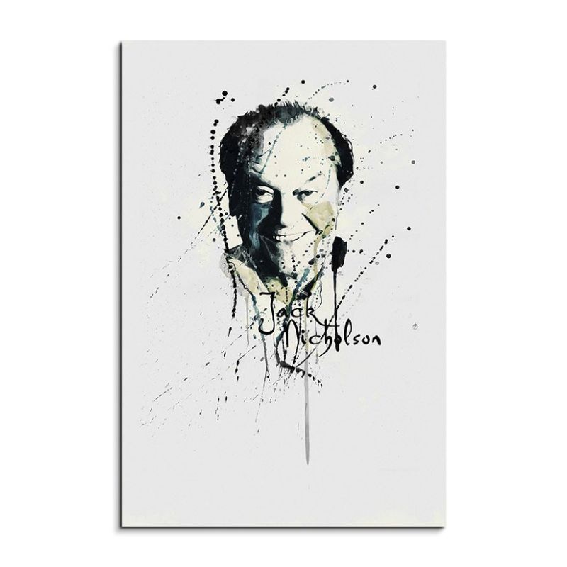 Jack Nicholson 90x60cm Keilrahmenbild Kunstbild  Aquarell Art Wandbild auf Leinwand fertig gerahmt O