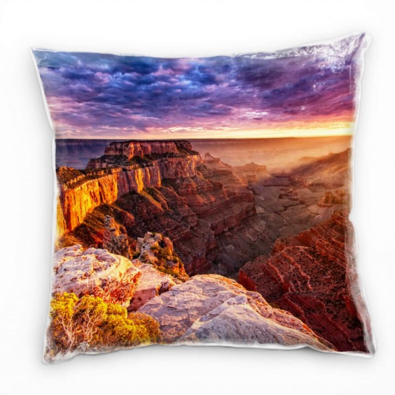 Landschaft, blau, orange, Grand Canyon, Sonnenuntergang Deko Kissen 40x40cm für Couch Sofa Lounge Zi