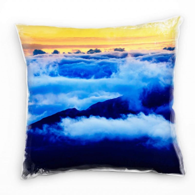 Natur, Sonnenaufgang, Wolken, orange, blau Deko Kissen 40x40cm für Couch Sofa Lounge Zierkissen