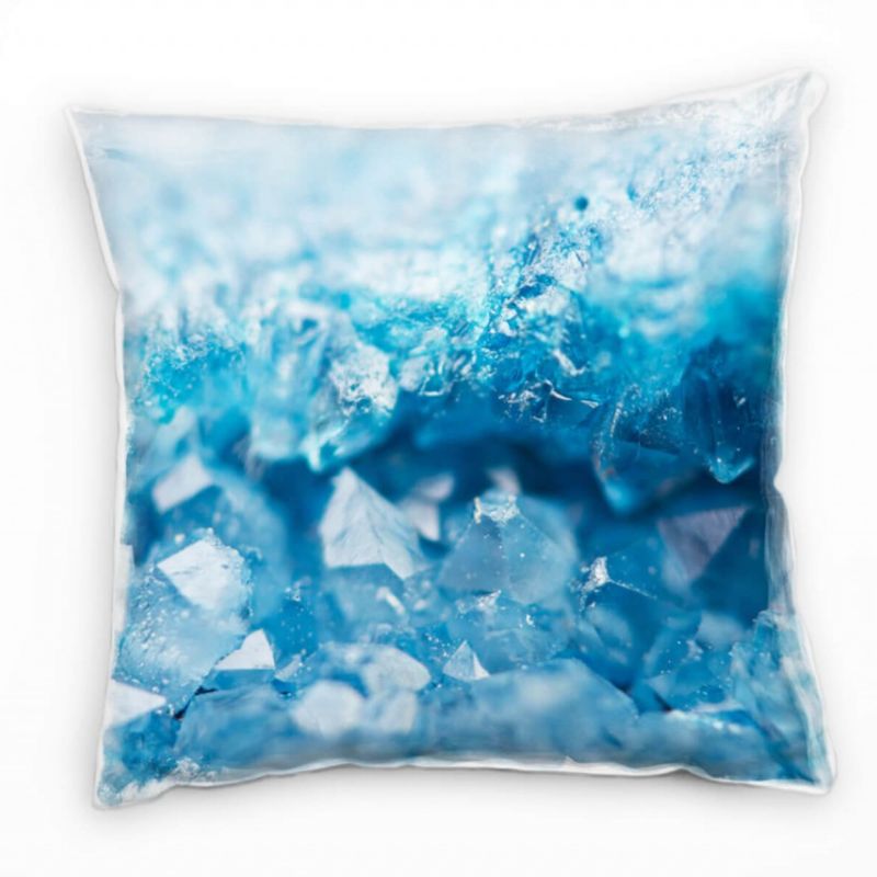 Macro, Kristalle, blau Deko Kissen 40x40cm für Couch Sofa Lounge Zierkissen