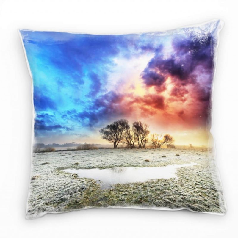 Natur, Herbst, blau, orange, dramatischer Himmel Deko Kissen 40x40cm für Couch Sofa Lounge Zierkisse