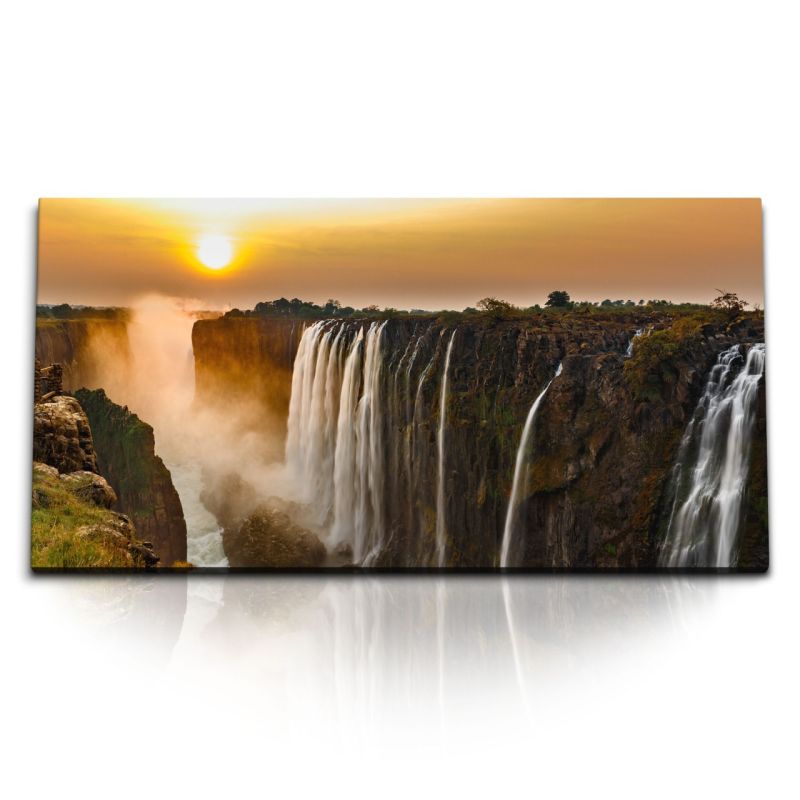 Kunstdruck Bilder 120x60cm Viktoriafälle Afrika Wasserfälle Sonnenuntergang Abendrot