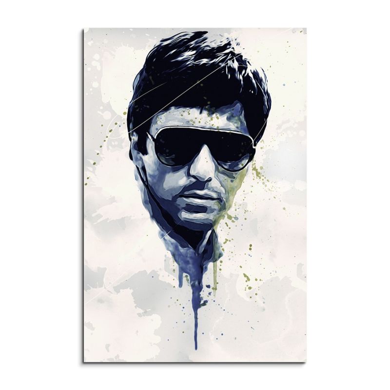 Al Pacino Scarface Splash 90x60cm Kunstbild als Aquarell auf Leinwand