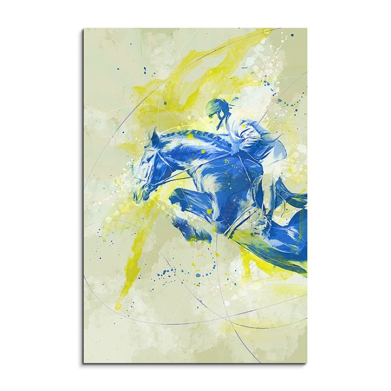 Reitsport I 90x60cm SPORTBILDER Paul Sinus Art Splash Art Wandbild Aquarell Art