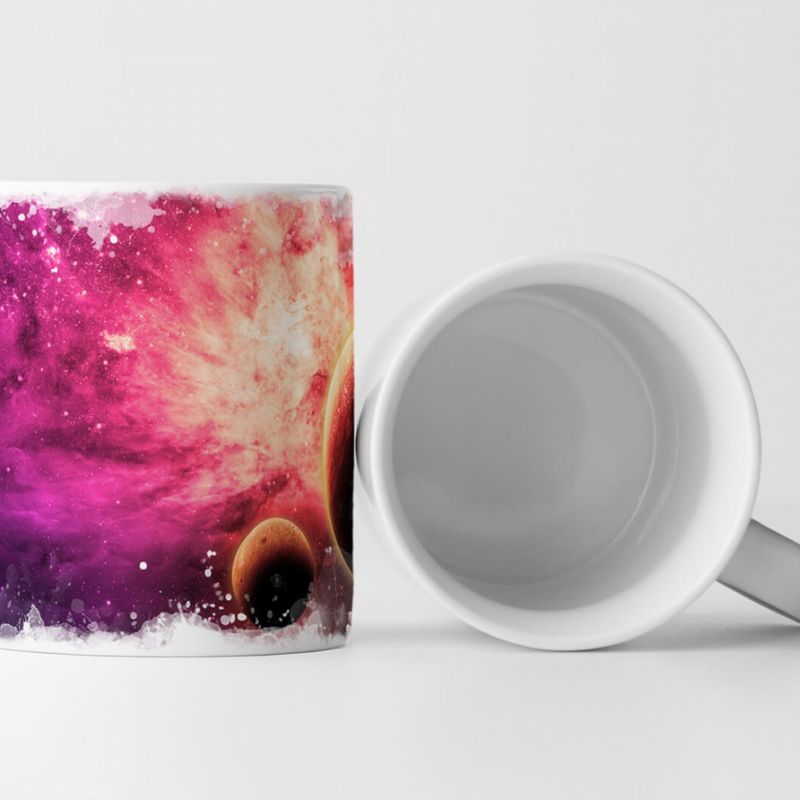 Tasse Geschenk Illustration – Orange Sternenlandschaft