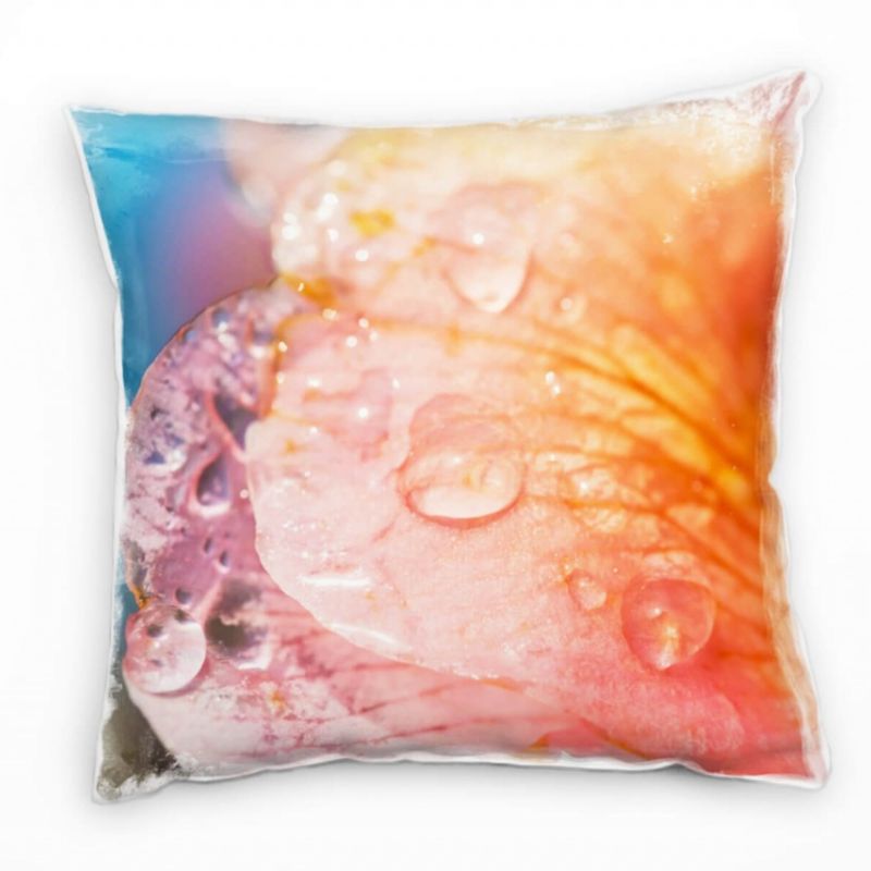 Macro, Blumen, Blütenblatt, Wassertropfen, orange Deko Kissen 40x40cm für Couch Sofa Lounge Zierkiss