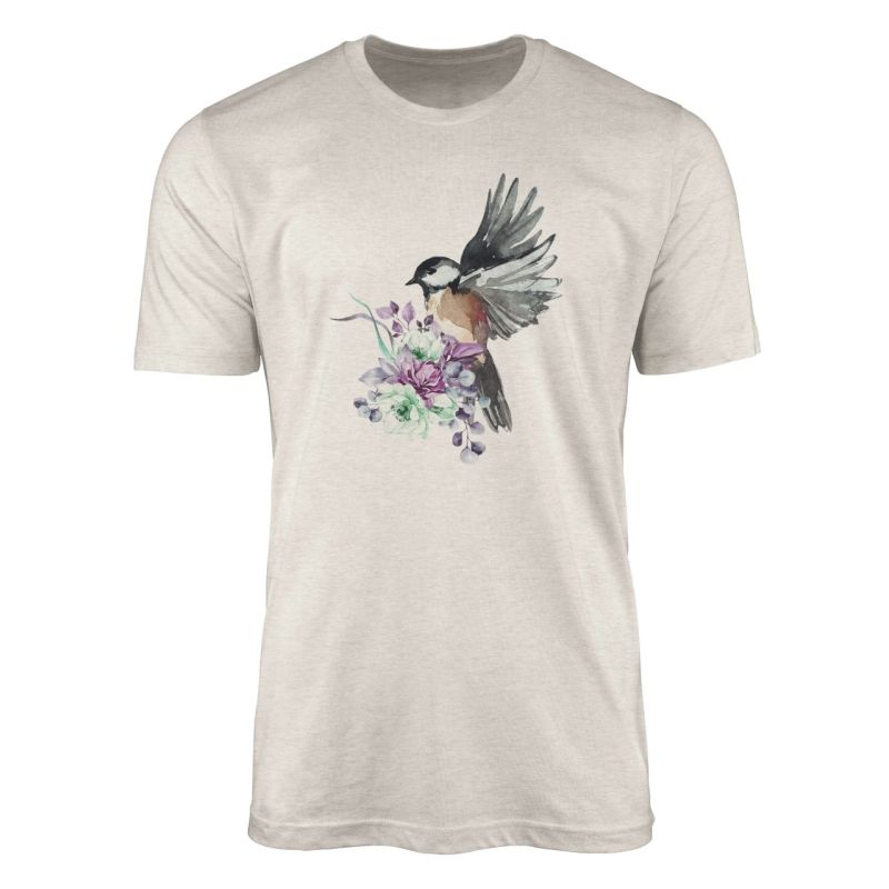 Herren Shirt Organic T-Shirt  Aquarell Motiv Sperling Bio-Baumwolle Ökomode Nachhaltig Farbe