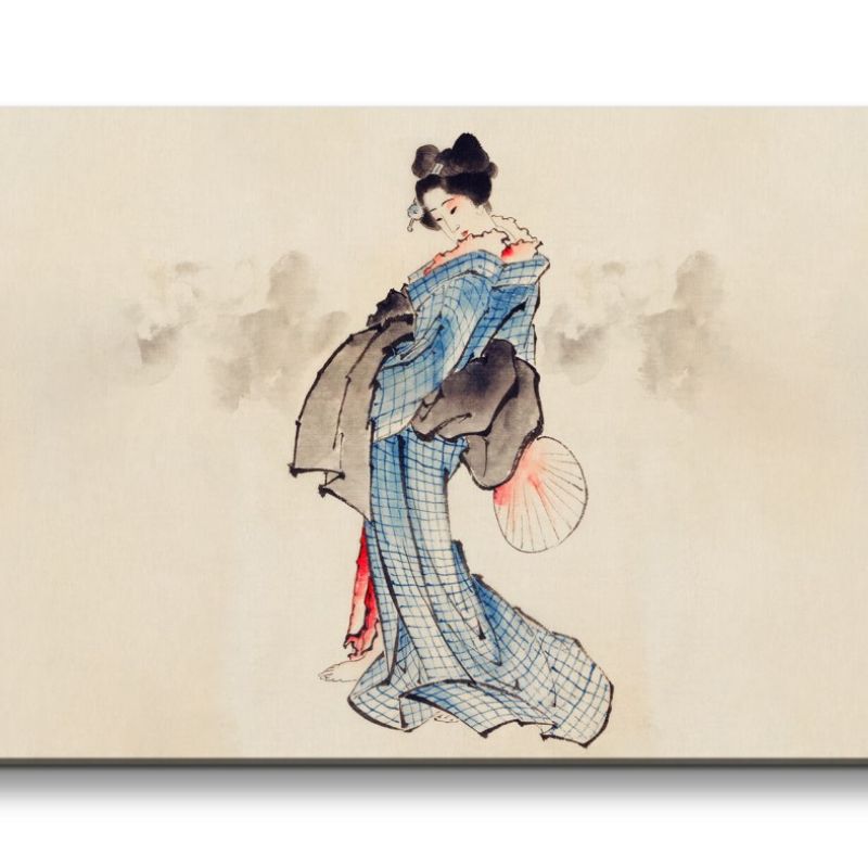 Remaster 120x60cm Katsushika Hokusai japanische Kunst Kimono junge Frau Zeitlos Traditionell