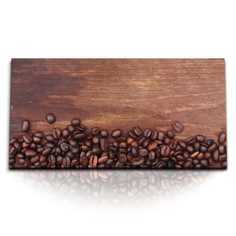 Kunstdruck Bilder 120x60cm Kaffee Kaffeebohnen Holz Braun Küche