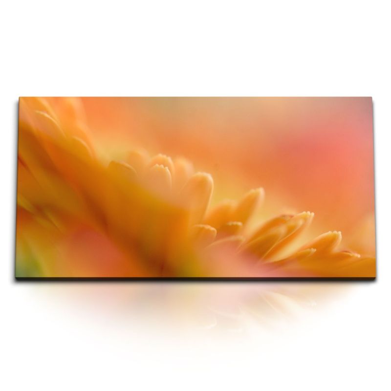 Kunstdruck Bilder 120x60cm Blume Blüte Orange Nahaufnahme Abstrakt Kunstvoll